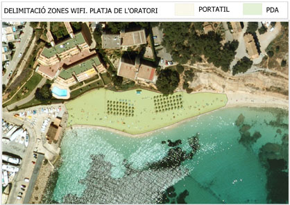 Mapa cobertura zona Wifi Playa de l'Oratori