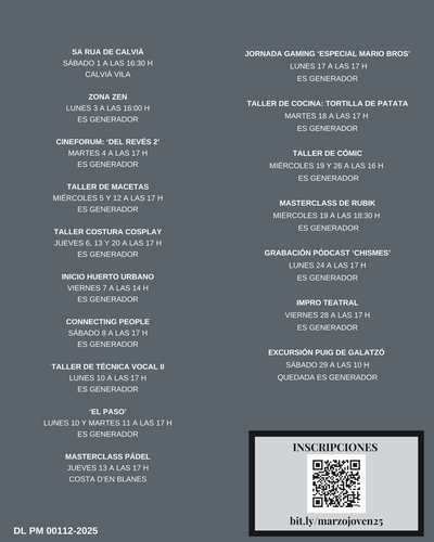 <bound method DexterityContent.Title of <Event at /fs-calvia/calvia/ca/calvia-al-dia/agenda/activitats-marc-joventut>>.