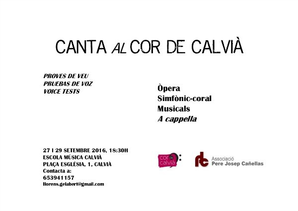 Proves de veu per al Cor de Calvià.