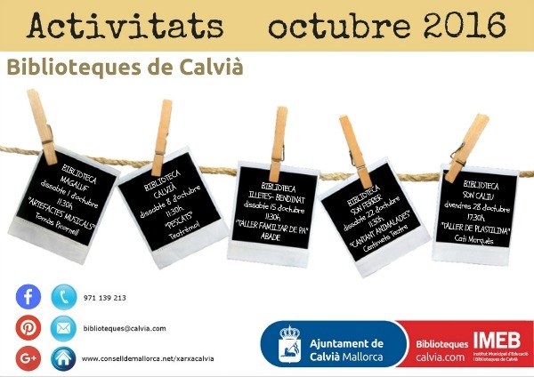 Programació d'octubre a les biblioteques de Calvià.