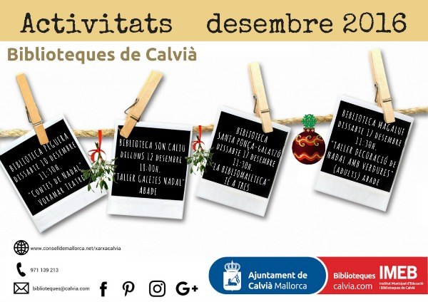 Programació desembre Biblioteques de Calvià.
