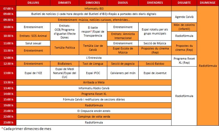 Programació Ràdio Calvià.