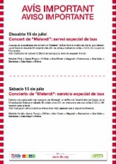 Servei especial bus concert de Melendi.