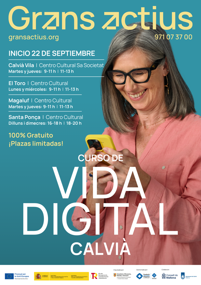 Calvià oferirà formació digital gratuïta per a majors de 55 anys a través de la FUEIB.