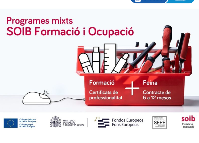 Información y ofertas para alumnado-trabajador de los programas mixtos SOIB Formació i Ocupació.
