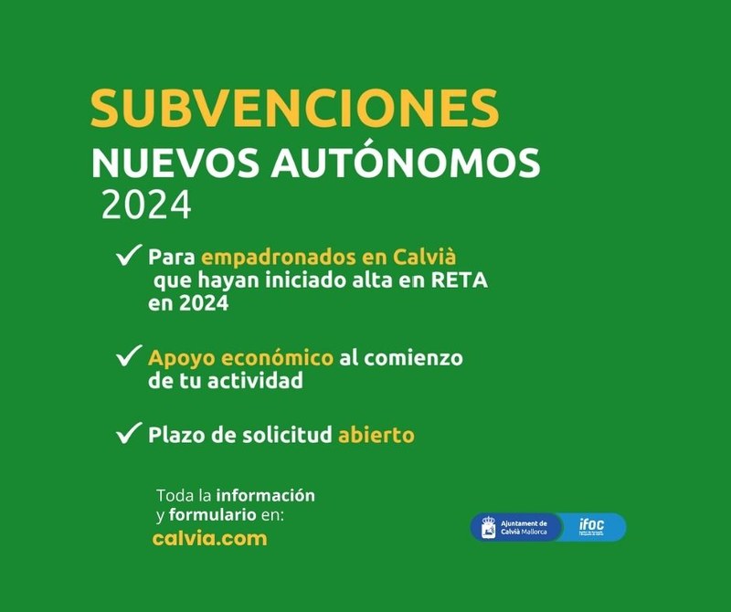 Últimos días para solicitar las ayudas directas para nuevos autónomos en Calvià dados de alta en 2024.