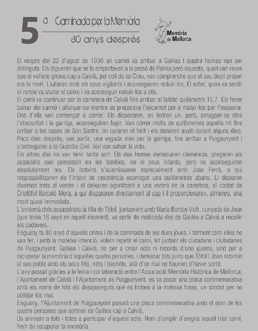5ª Caminata por la Memoria.